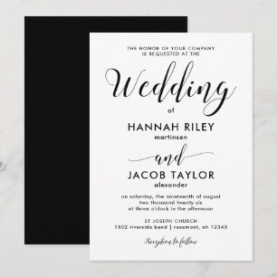 Black and White Minimalist Wedding Invitation