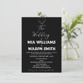 Black and White Minimalist Wedding invitation Card