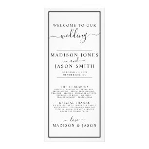 Black and White Minimalist Wedding Program