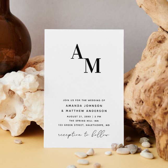 Black and white minimalist wedding QR code details Invitation (Creator Uploaded)