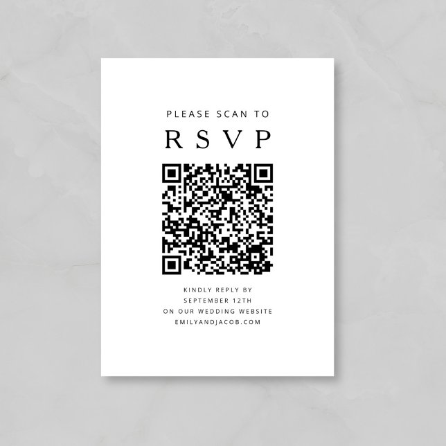 Black And White Minimalist Wedding QR Code Enclosure Card (Black And White Minimalist Wedding QR Code Enclosure Card)