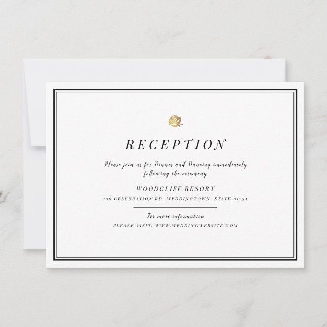 Black and white minimalist wedding reception invitation (Front)