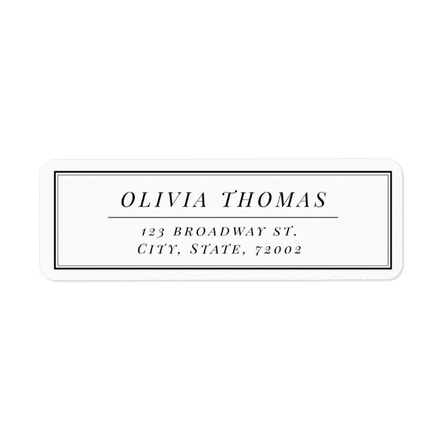 Black and white minimalist wedding return address (Front)