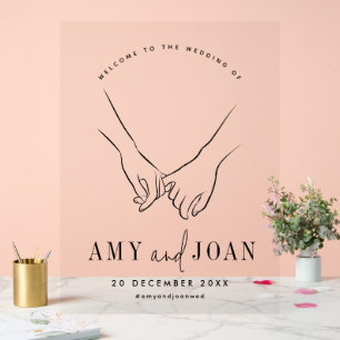 Black and White Minimalist Wedding Welcome Acrylic Sign