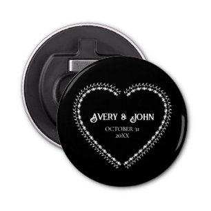 Black and White Minimalistic Gothic Wedding Bottle Opener