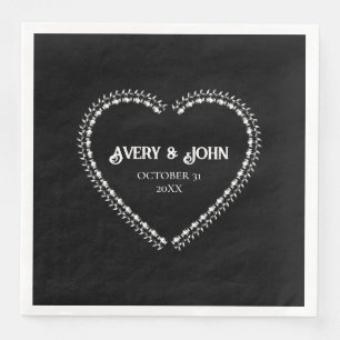 Black and White Minimalistic Gothic Wedding Napkin