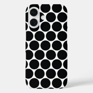 Black and White Mod Dots iPhone 16 Case