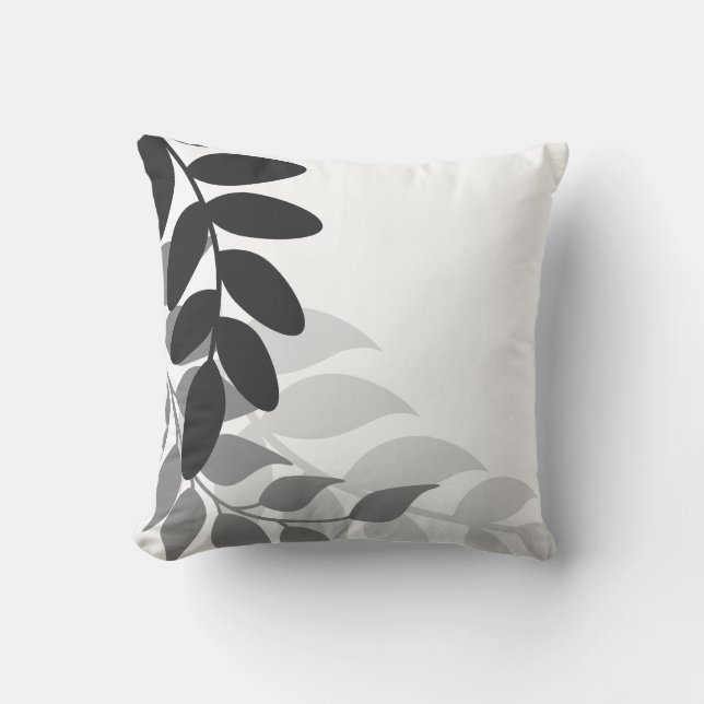 Black and White Mod Vines Throw Pillow (Front)