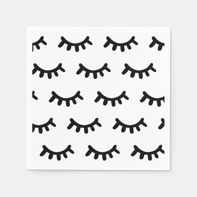 Black and white modern abstract cute eyes pattern  napkin (Front)