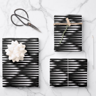 Black and White modern abstract line pattern Wrapping Paper Sheet