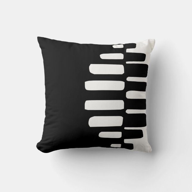 Black and White Modern Abstract Pinecone Throw Pillow (Front)