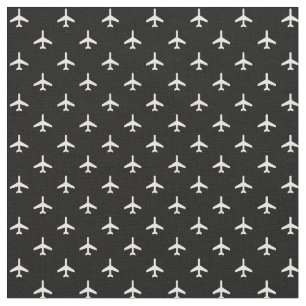 Black and White Modern Airplanes Pilot Fabric