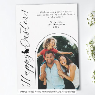 Black And White Modern Arch Photo And Easter Bunny Card
