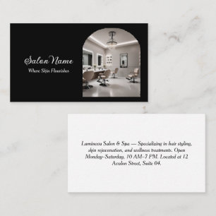 Black and White Modern Arch Salon Spa  Business Card