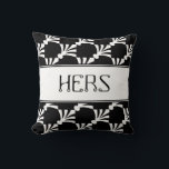 Black And White Modern Art Deco  Hers Pillow<br><div class="desc">Stylish black and white art deco pattern pillow just for her.  Find His,  by visiting the rest of this shop!</div>