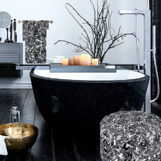 BLACK AND WHITE MODERN BAROQUE ORNAMENTAL BATH TO TOWEL SET
