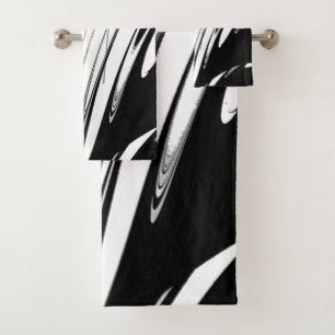 Black and White Modern Bath Towel Set