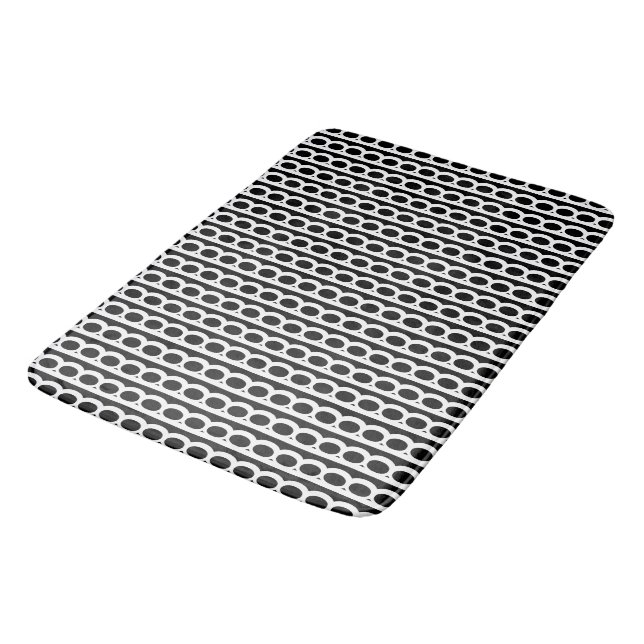 Black and white Modern bubble Waves Bath Mat (Angled)