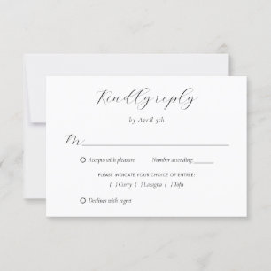 Black and White Modern Calligraphy Script Wedding RSVP Card