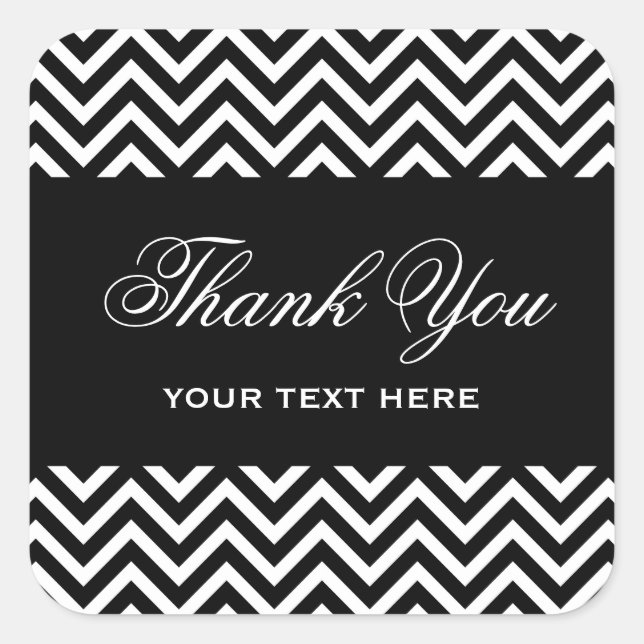 Black and White Modern Chevron Stripes Square Sticker (Front)