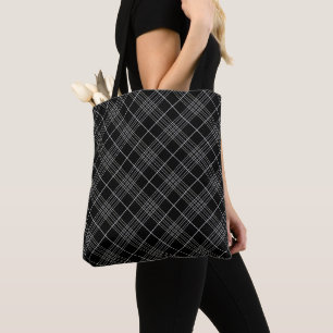 Black and White Modern Chic Tartan Plaid Pattern Tote Bag
