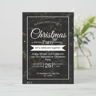 Black and White Modern Christmas Party Invitation