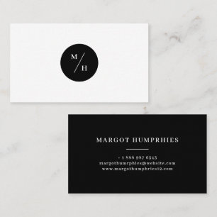 Black and White Modern Circle Monogram Typography Business Card