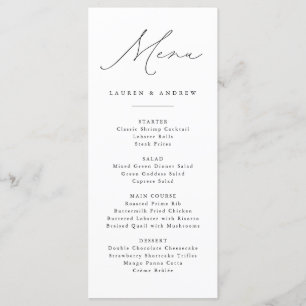 Black and White Modern Classic Wedding Event Menu