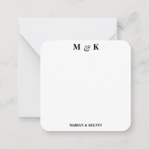Black and White Modern Couples Monogram Initials  Card