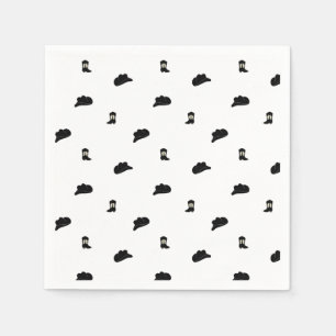 Black and White Modern Cowboy Rodeo Pattern Napkin