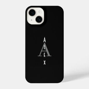 Black and White Modern Custom Monogram iPhone 14 Case