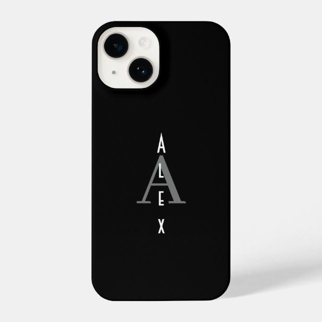 Black and White Modern Custom Monogram iPhone Case (Back)