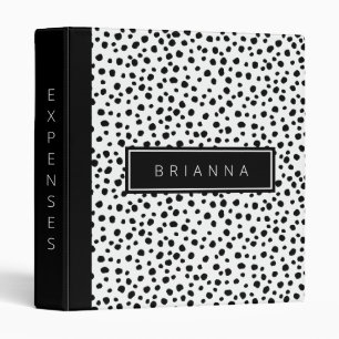 Black and White Modern Dot Background Custom Name Binder