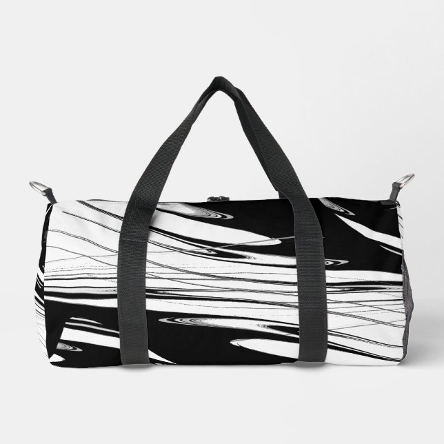 Black and White Modern Duffle Bag (Front)