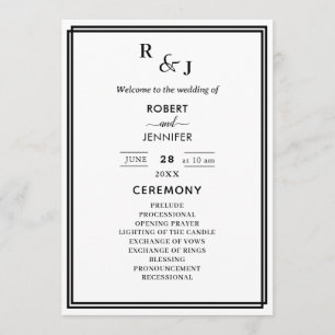 Black and White Modern Elegance Border Wedding Program