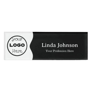 Black and White Modern Elegance Employee Staff  Name Tag