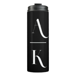 Black and white modern elegant monogram thermal tumbler