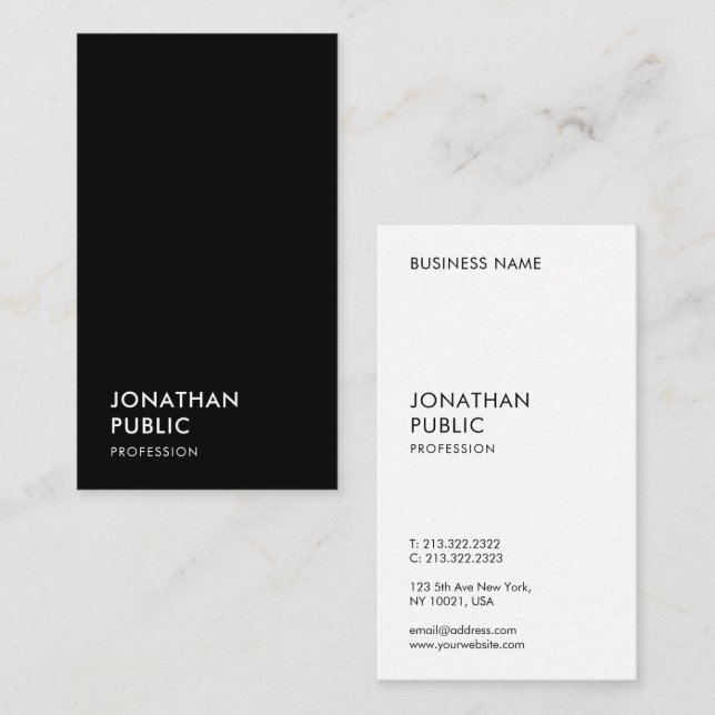 Black And White Modern Elegant Simple Template Business Card (Front/Back)