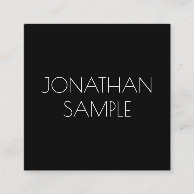 Black And White Modern Elegant Simple Template Square Business Card (Front)