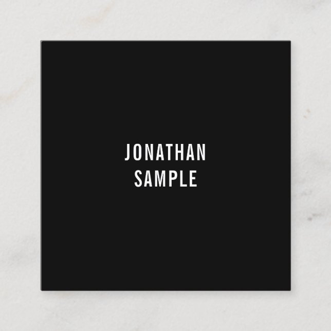 Black And White Modern Elegant Simple Trendy Plain Square Business Card (Front)