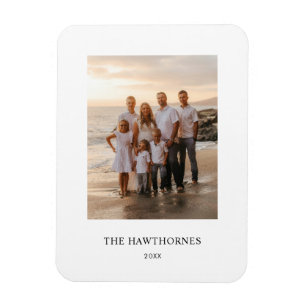 Black and White Modern Family Photo Magnet