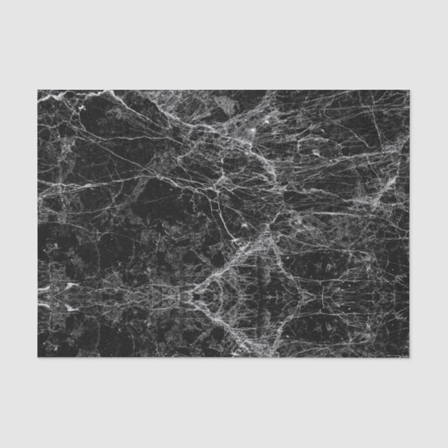 Black and White Modern Faux Marble Pattern Tissue Paper (Front)
