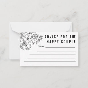 Black and white modern floral marriage advice card