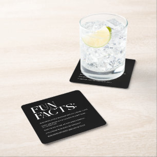 Black and White Modern Fun Facts Wedding Square Paper Coaster
