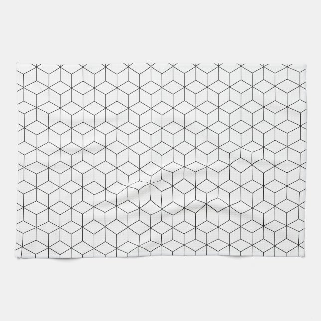 Black And White Modern Geometric Kitchen Towel (Horizontal)