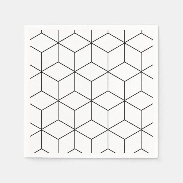 Black And White Modern Geometric Napkin (Front)