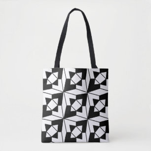 Black and White Modern Geometric Pattern Tote Bag