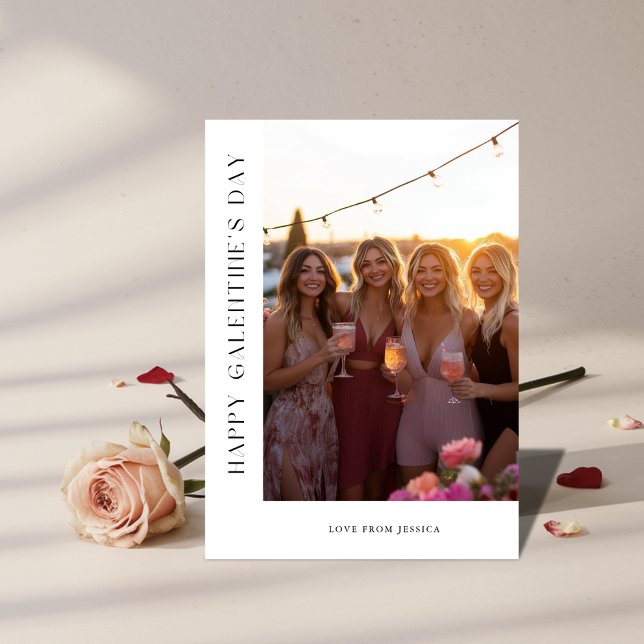 Black and White Modern Girly Galantines Photo Holiday Card (Creator Uploaded)