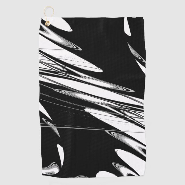 Black and White Modern Golf Towel (Front)