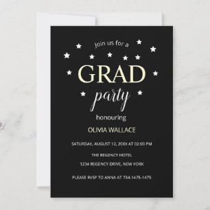 Black and White Modern Graduation Party Invitation